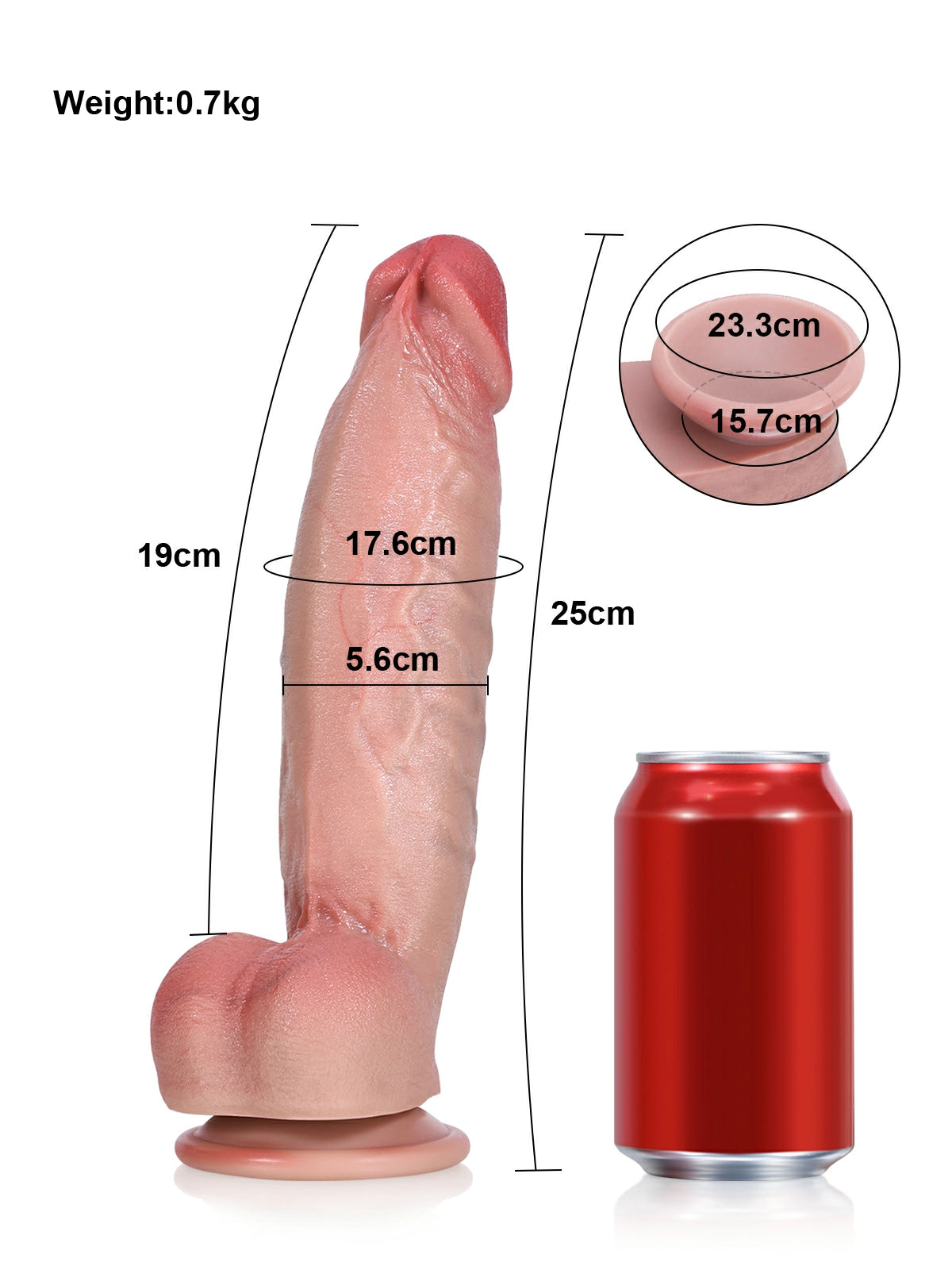 Anders 9.8" x 2.2" Realistic Silicone Dildo with Soft Head and Skin-Like Surface