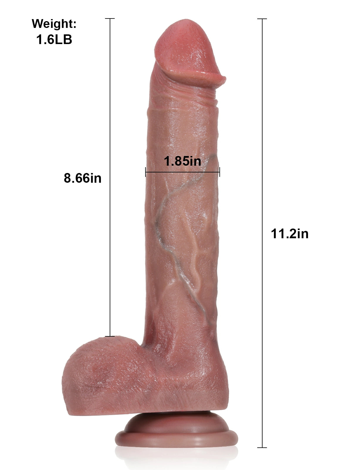 Becker 11.2" x 1.8" Long Thrusting Silicone Dildo with Big Twin Balls & Rosy Glans