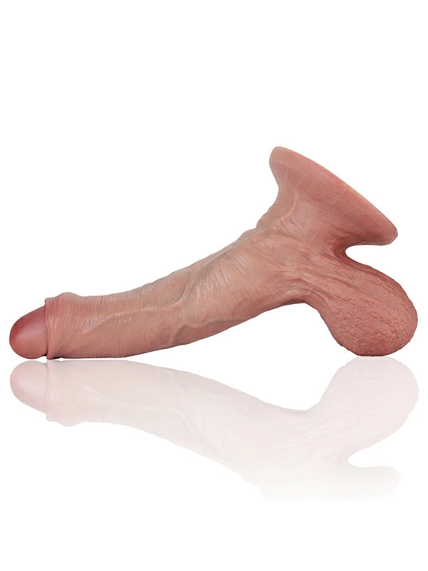 Chris 8.3" x 1.7" Realistic Silicone Dildo with Uncut Foreskin and Bendable Metal Core