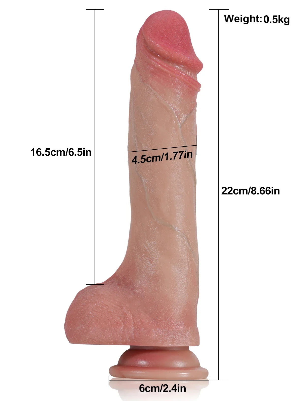 Damien 8.6" x 1.8" Realistic Thrusting Silicone Dildo with Sliding Skin & Rosy Head