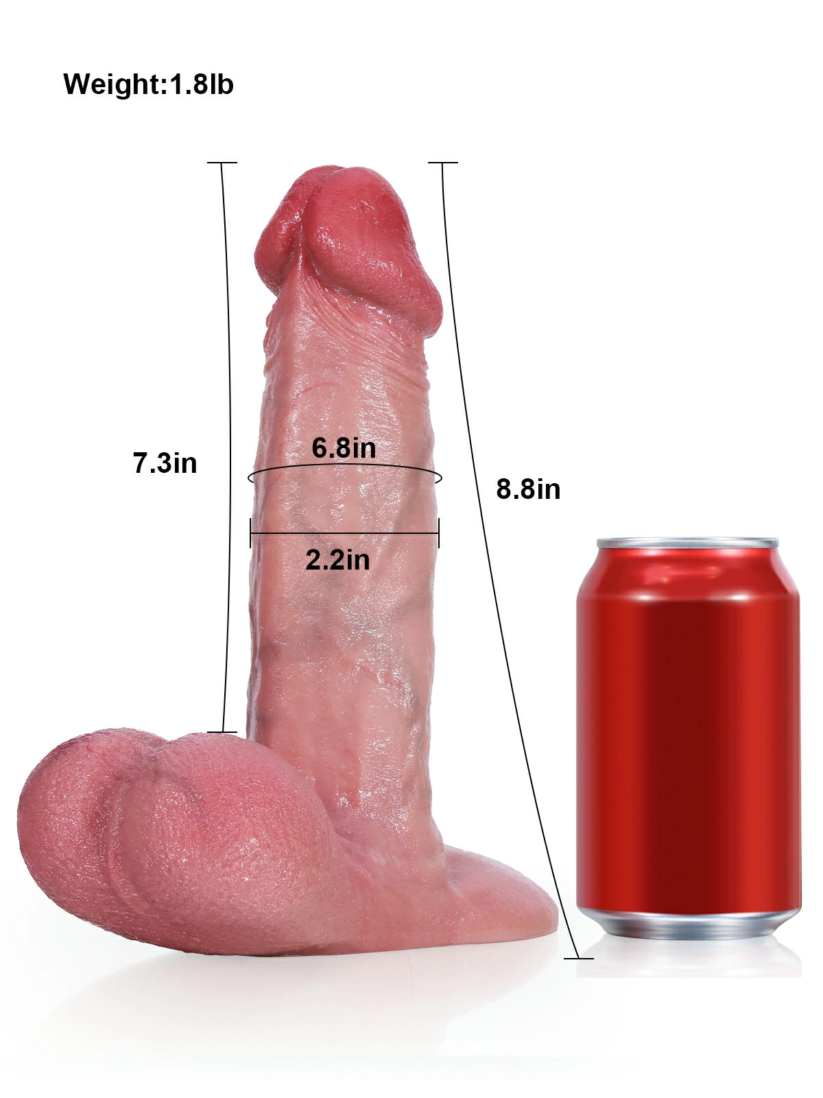 Stephen | 8.8" x 2.2" Vac-U-Lock Realistic Silicone Dildo with Pronounced Coronal Ridge