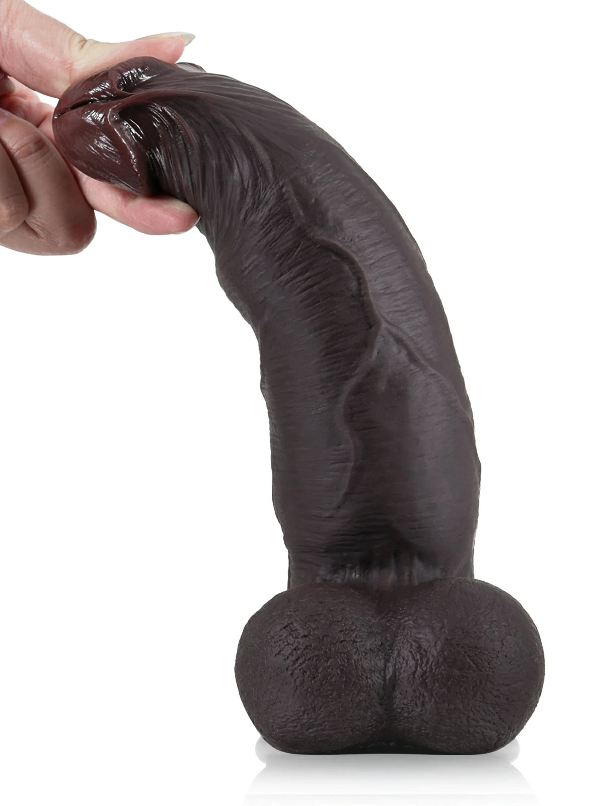 Jorg | 9.2" x 2.2" Tapered Black Realistic Dildo with Sliding Skin & Rosy Glans