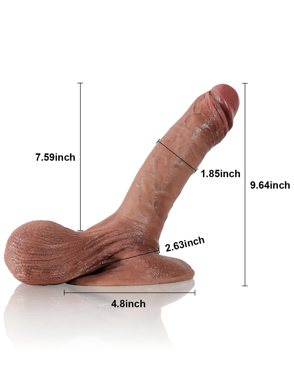 Jozef | 9.6" x 1.85" Realistic Brown Silicone Dildo with Movable Balls