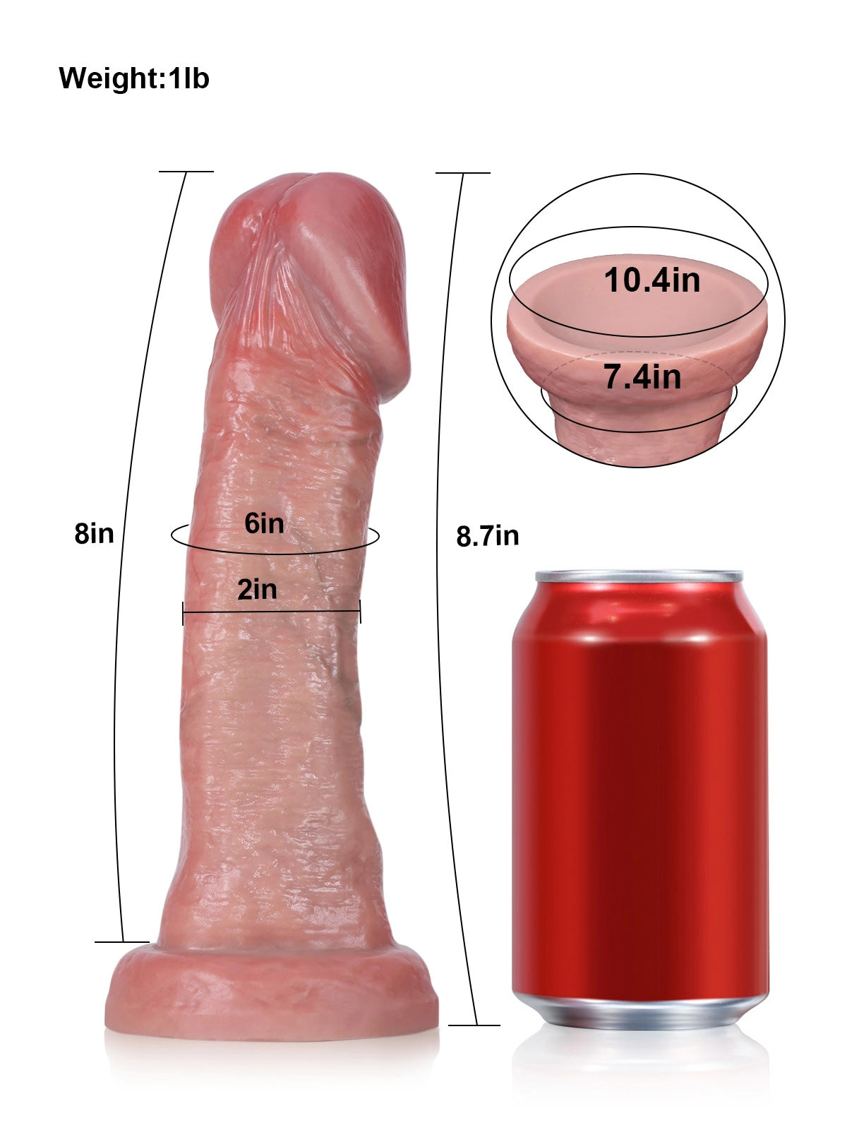Lawyer 8.7" x 2" Realistic Silicone Dildo with Large Mushroom Head