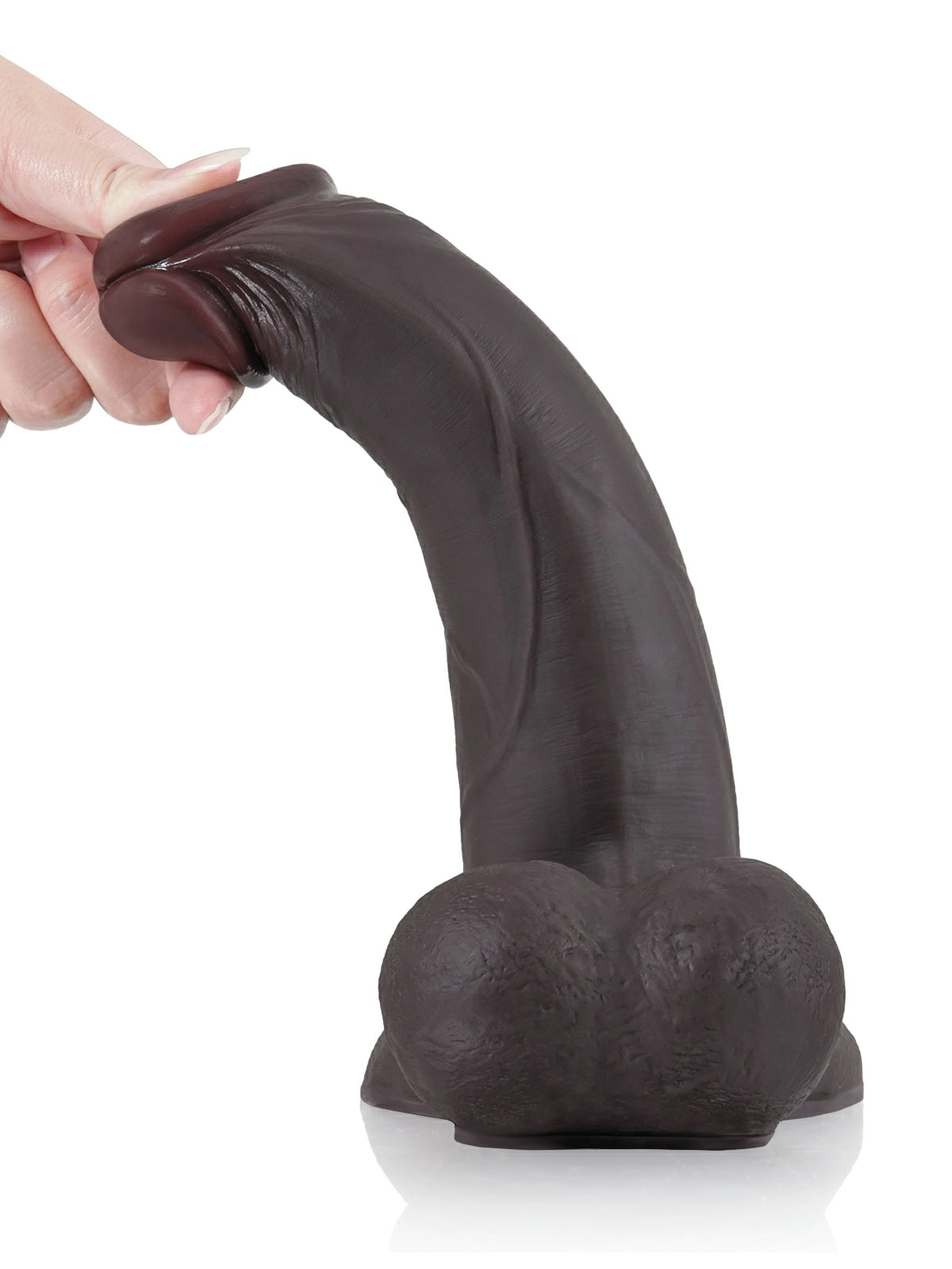 Lichtner | 9.4" x 2" Black Vac-U-Lock Realistic Dildo with Sliding Skin & Moving Balls