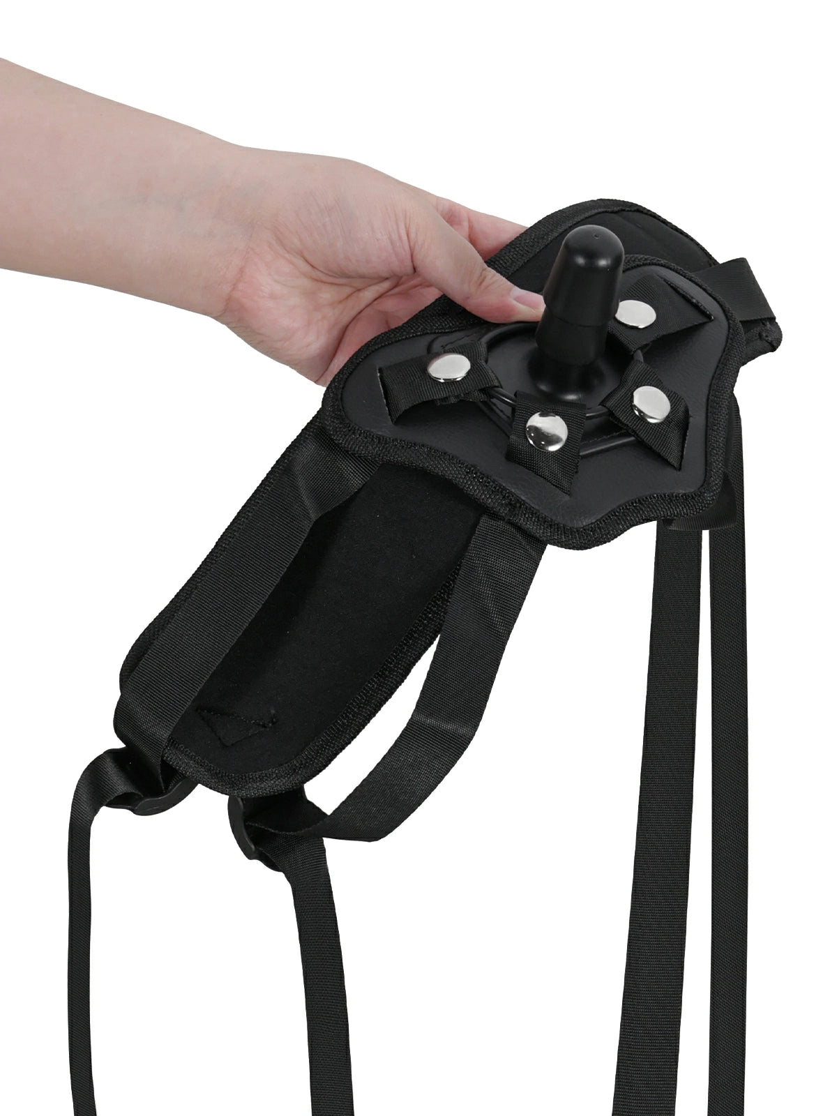 Ralph | Vac-U-Lock Black Leather Strap-On Harness with Adjustable Fit & 3 O-Rings