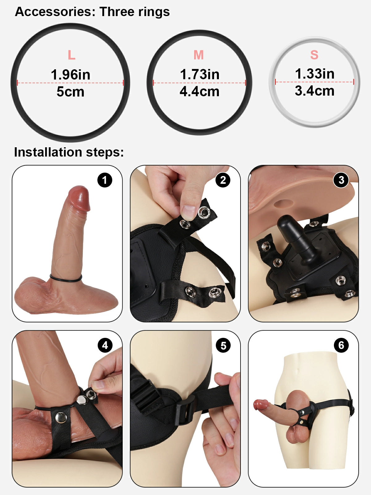 Ralph | Vac-U-Lock Black Leather Strap-On Harness with Adjustable Fit & 3 O-Rings
