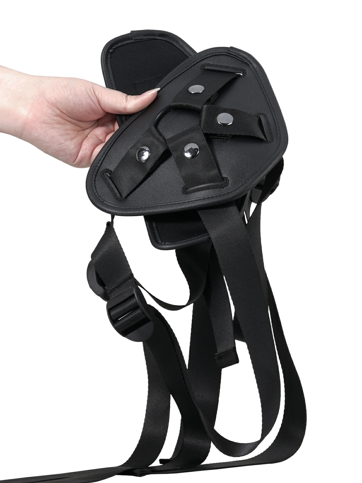 Rex Black Leather Adjustable Strap-On Harness with O-Ring for Suction-Cup Dildos