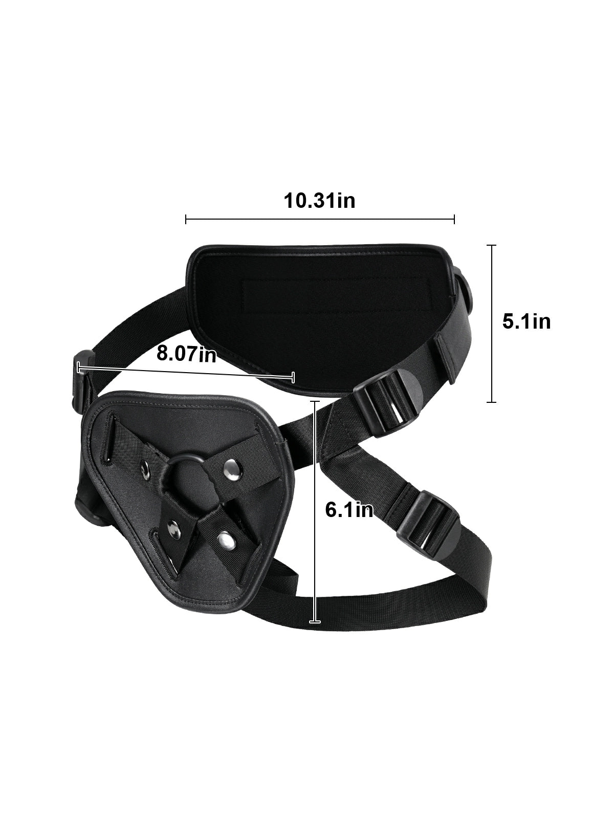 Rex Black Leather Adjustable Strap-On Harness with O-Ring for Suction-Cup Dildos