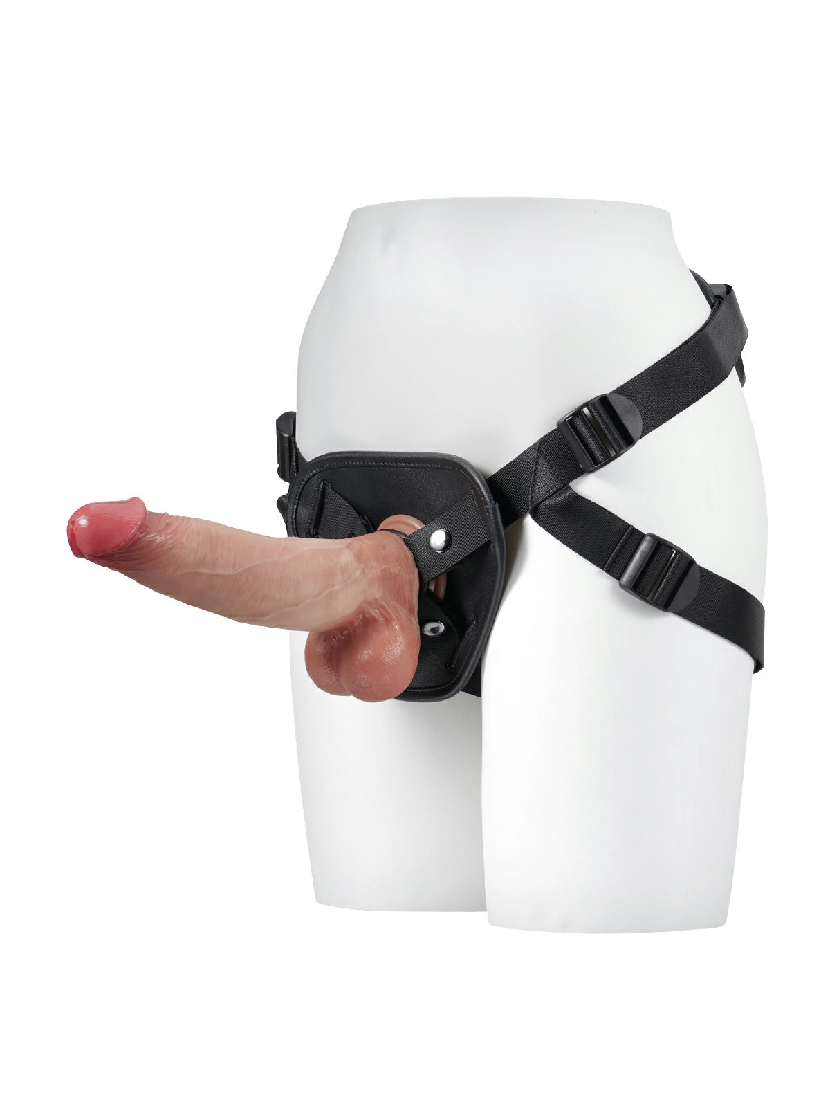 Rex Black Leather Adjustable Strap-On Harness with O-Ring for Suction-Cup Dildos