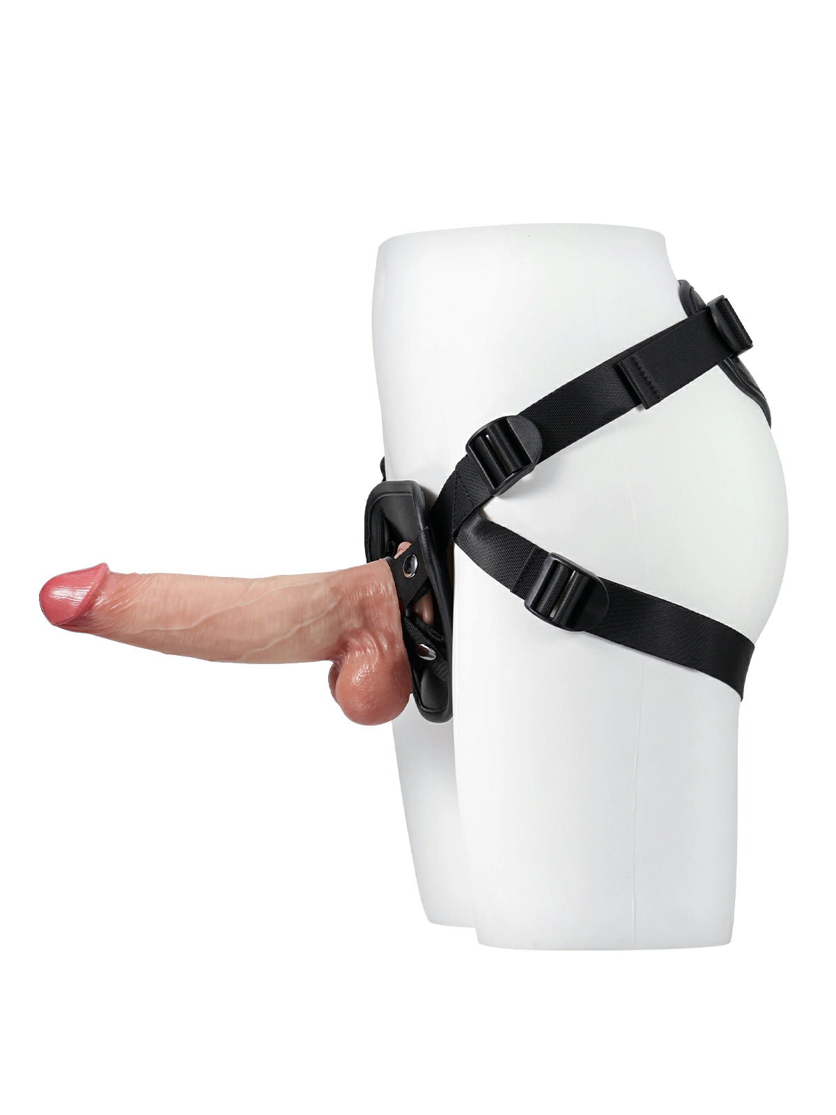 Rex Black Leather Adjustable Strap-On Harness with O-Ring for Suction-Cup Dildos