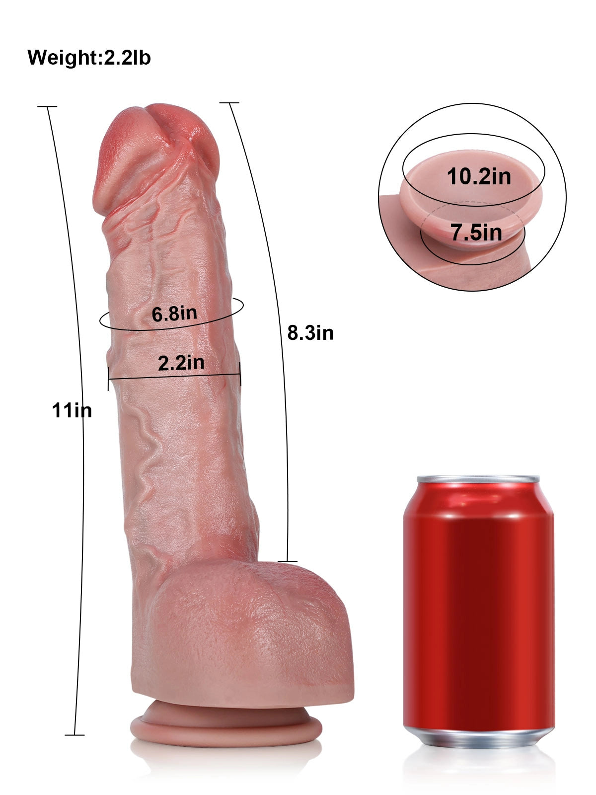 Robin 11.0" x 2.2" Realistic Silicone Dildo with Bendable Metal Core and Curved Head