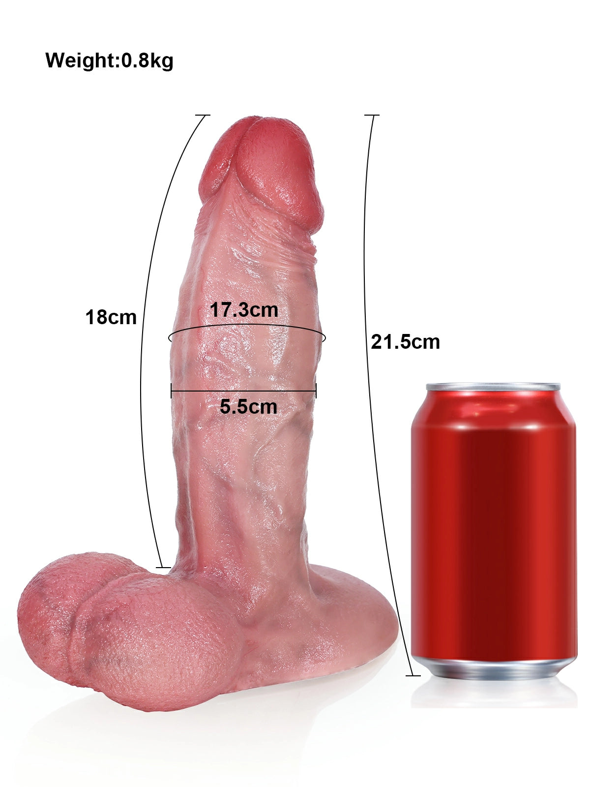 Ross 8.5" x 2.2" Vac-U-Lock Realistic Silicone Dildo with Pronounced Back Veining