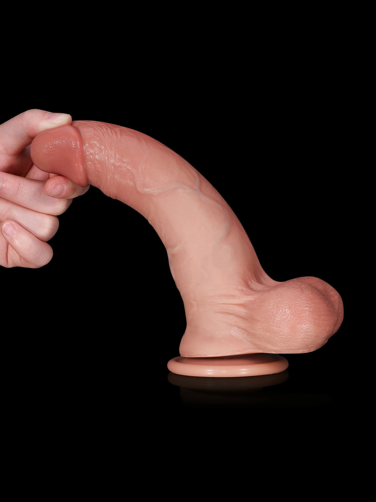 Sem | 8.7" x 1.7" Flesh Realistic Silicone Dildo with Split Rosy Glans & Sliding Skin