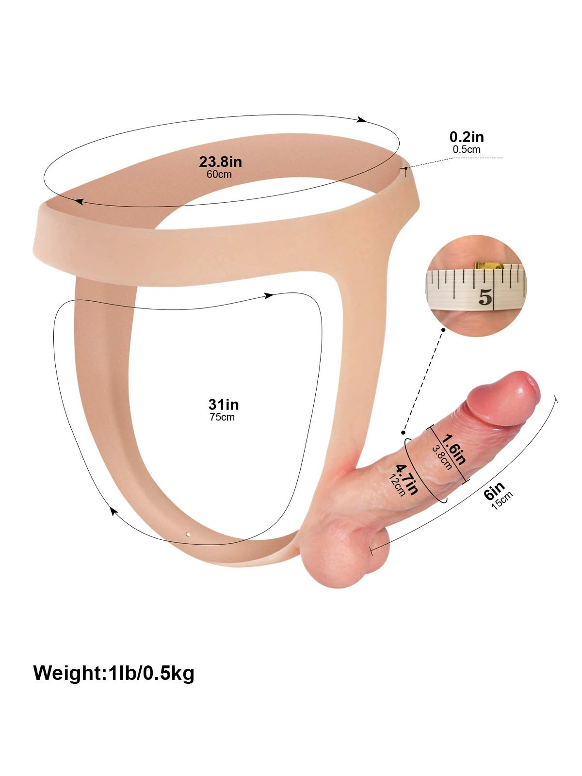 Nathan | 6" x 1.6" Plus-Size Friendly Strap-On Realistic Dildo with Wide Stretch & Solid Core