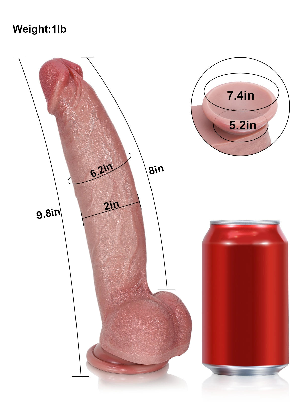 Shane 9.8" x 2" Realistic Silicone Dildo with Bendable Metal Core and Full Head