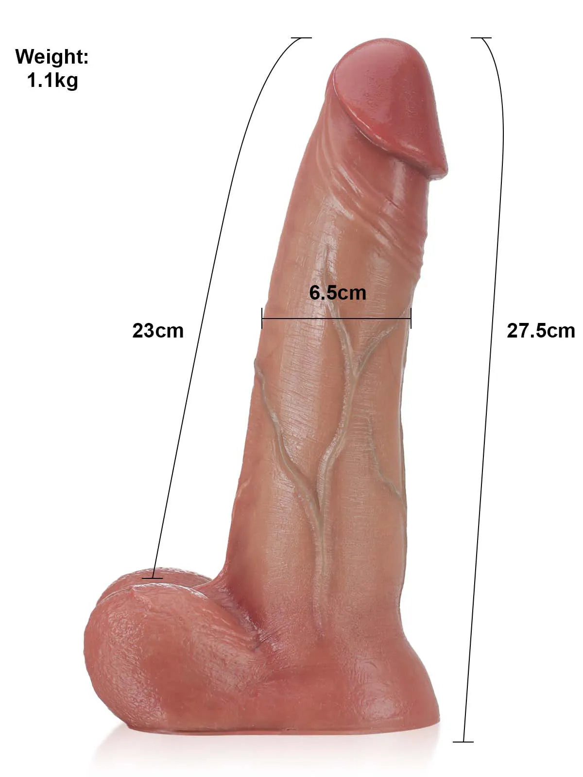 Andreas | 10.8" x 2.5" XL Vac-U-Lock Realistic Dildo with Sliding Skin & Central Vein