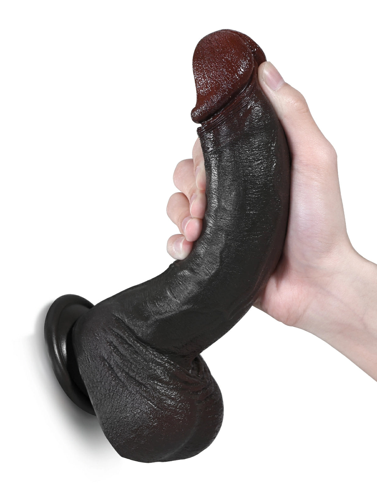 Brandon 9.5" x 1.8" Straight Realistic Black Silicone Dildo with Soft Skin Feel