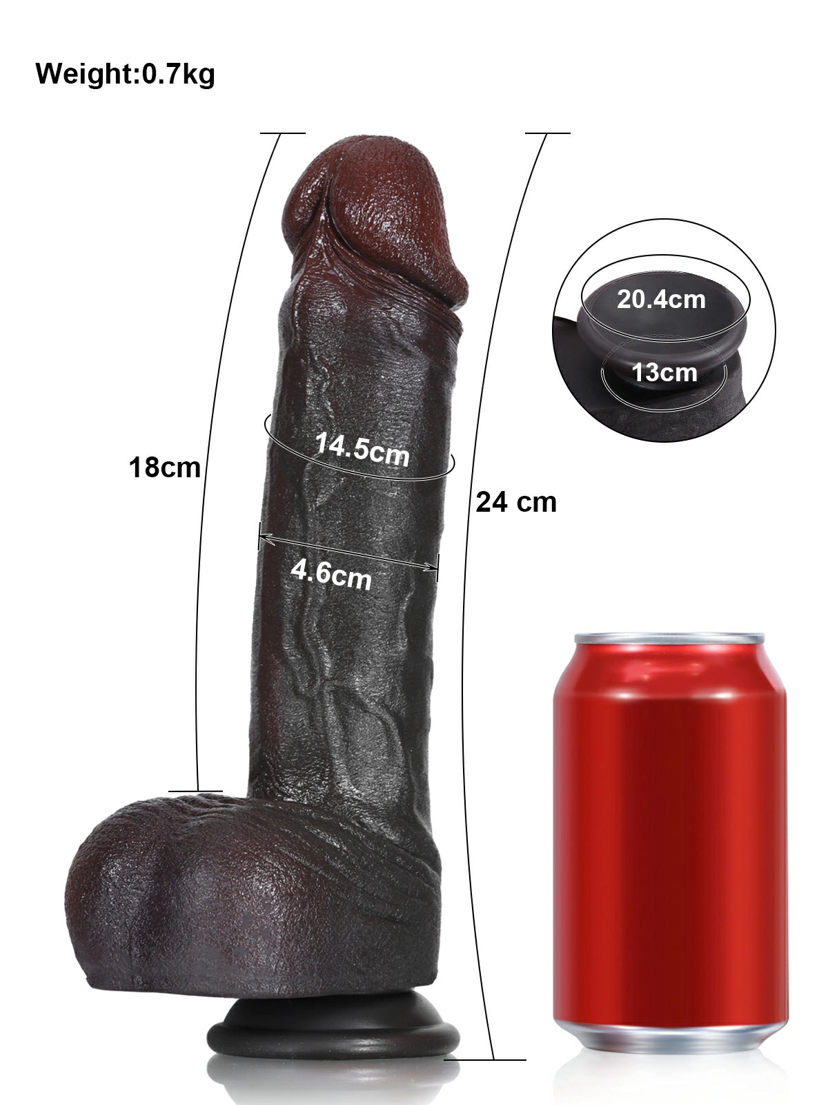 Brandon 9.5" x 1.8" Straight Realistic Black Silicone Dildo with Soft Skin Feel