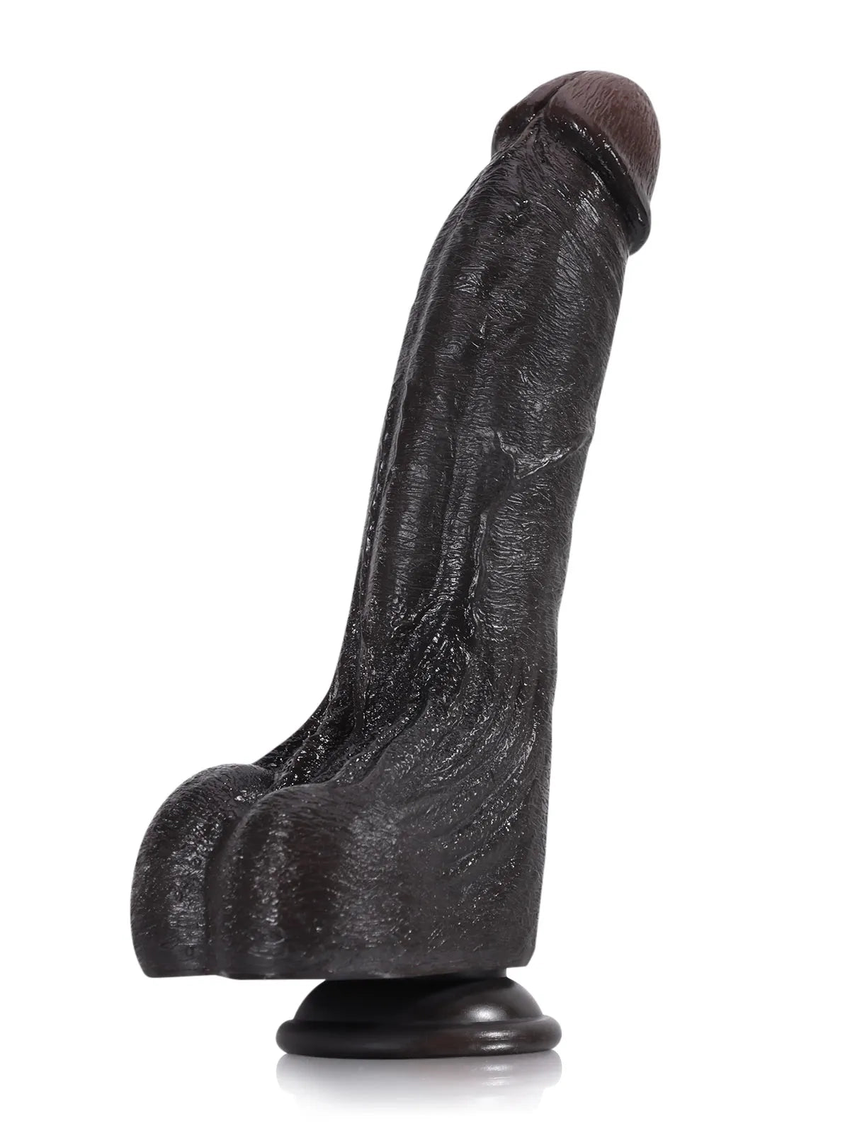 Cameron 9.4" x 2" Curved Realistic Black Silicone Dildo with Raised Urethral Ridge