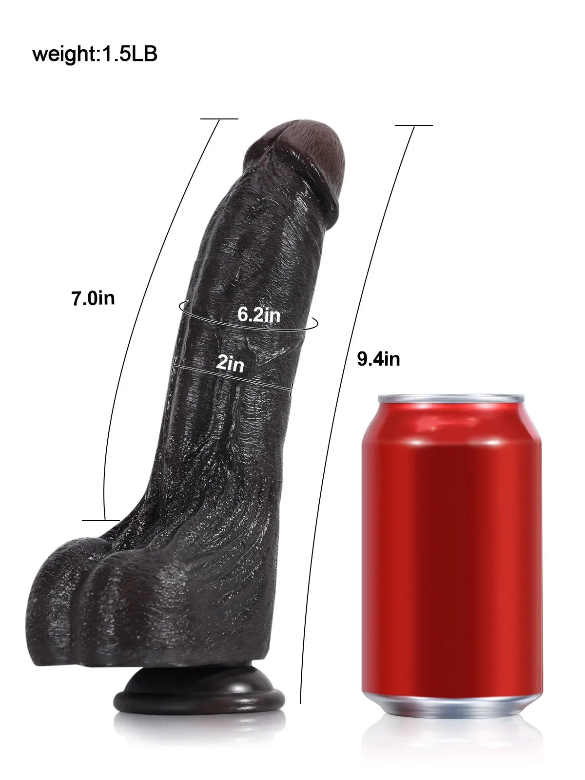 Cameron 9.4" x 2" Curved Realistic Black Silicone Dildo with Raised Urethral Ridge