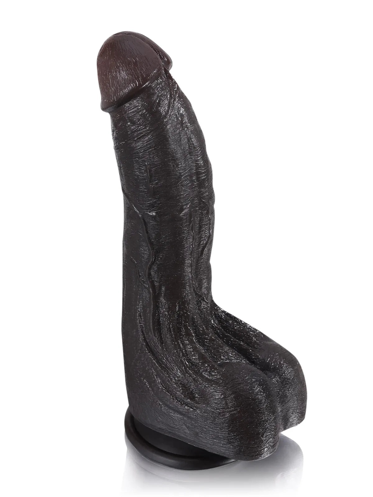 Cameron 9.4" x 2" Curved Realistic Black Silicone Dildo with Raised Urethral Ridge