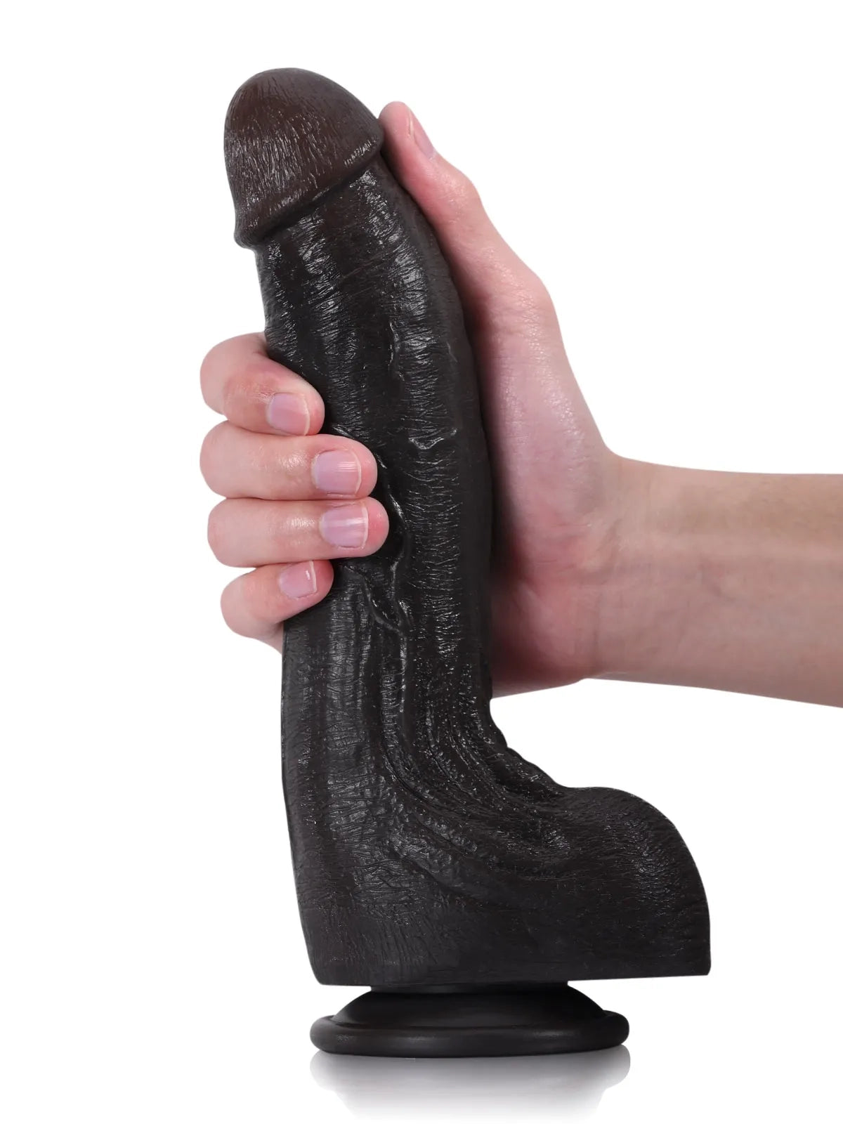 Cameron 9.4" x 2" Curved Realistic Black Silicone Dildo with Raised Urethral Ridge