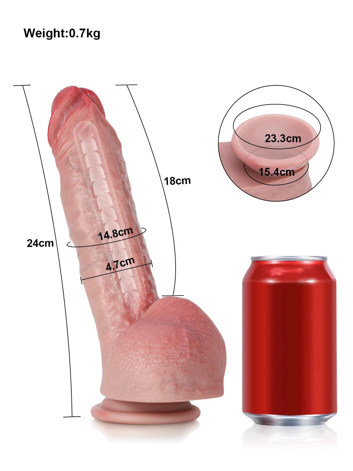 Charlie 9.5" x 2" Bendable Metal Core Realistic Silicone Dildo with Larger Asymmetric Balls