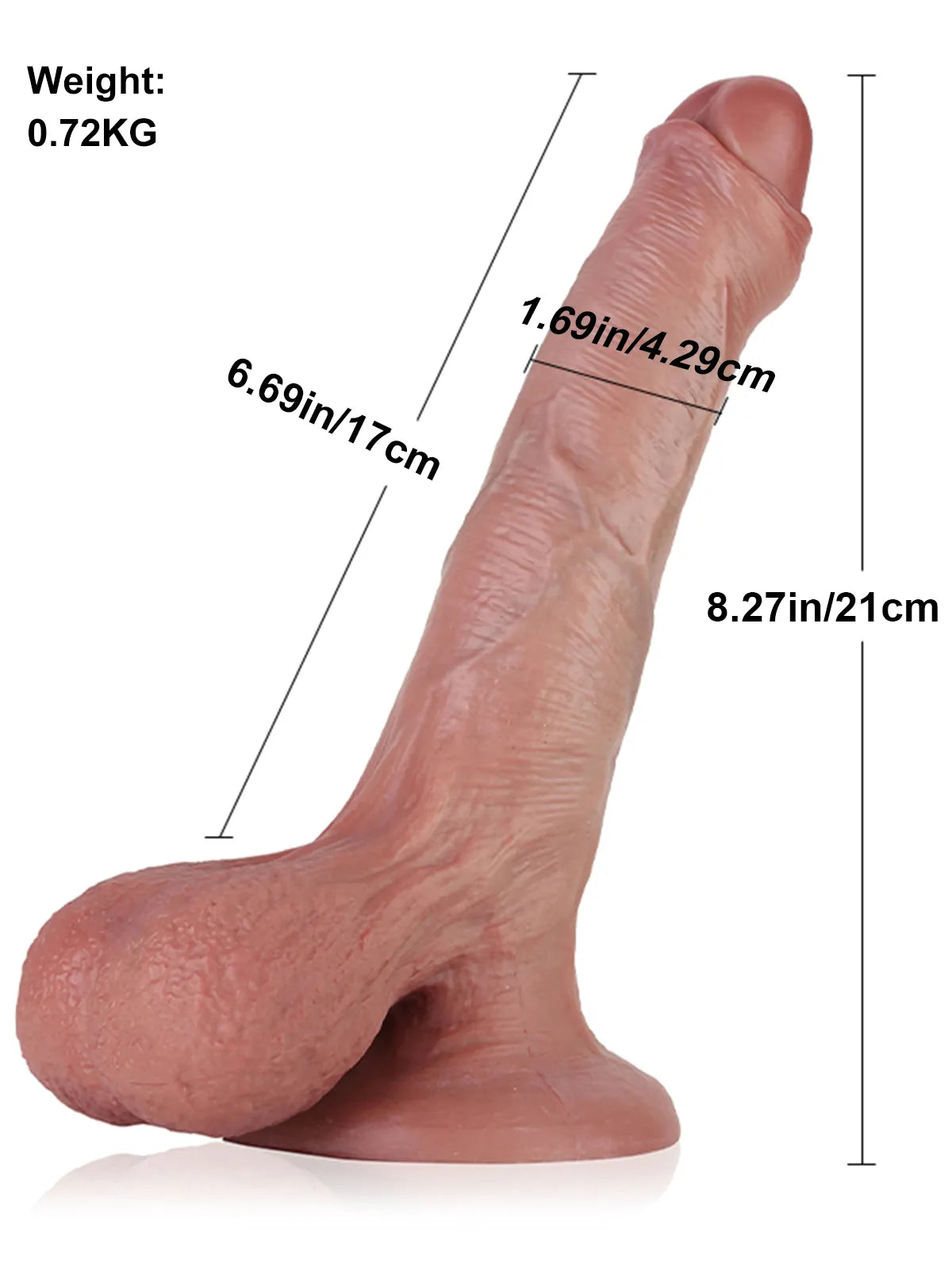 Chris 8.3" x 1.7" Realistic Silicone Dildo with Uncut Foreskin and Bendable Metal Core