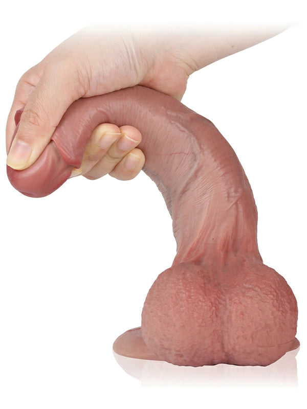 Chris 8.3" x 1.7" Realistic Silicone Dildo with Uncut Foreskin and Bendable Metal Core