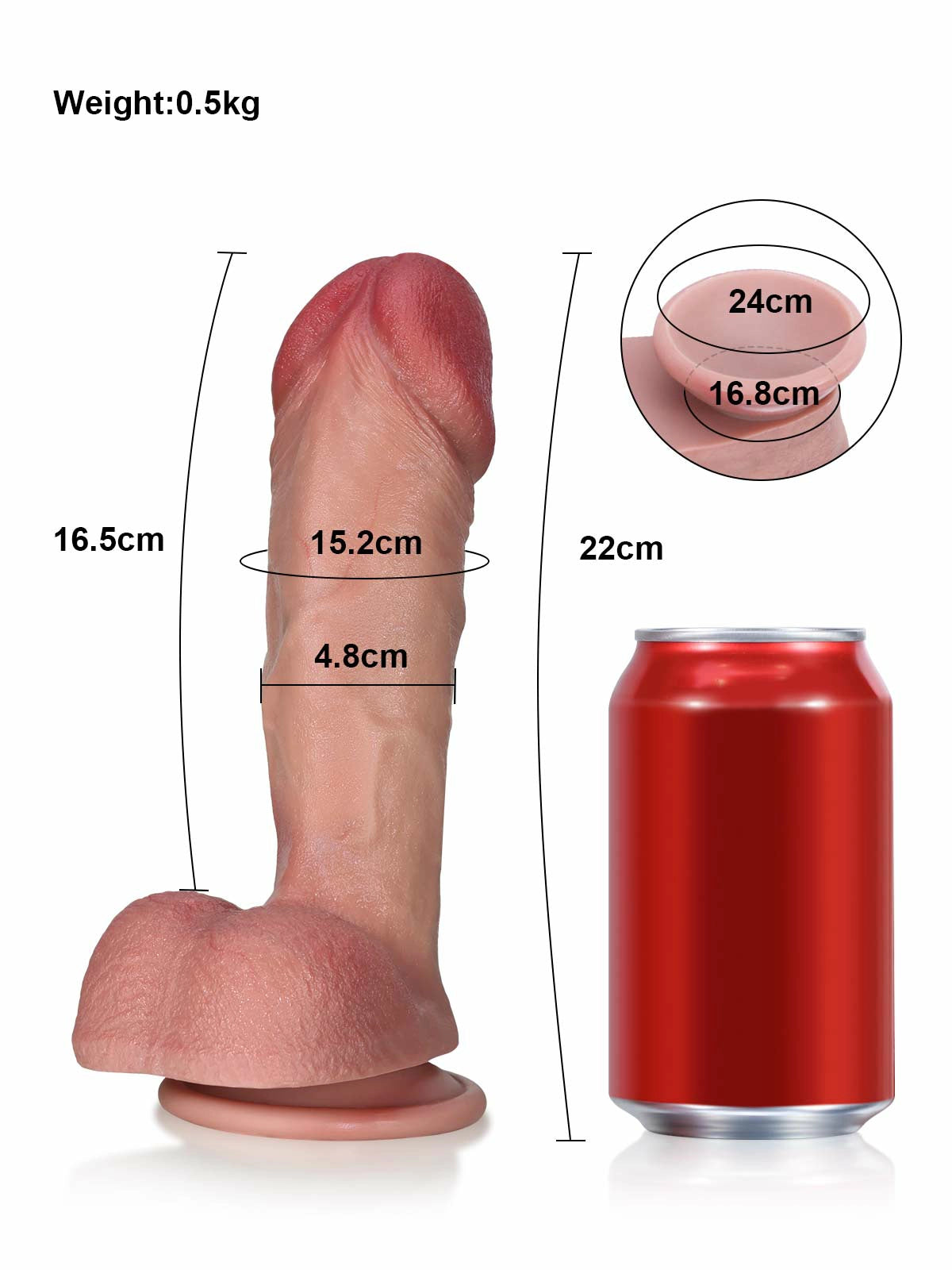 Cody 8.7" x 2" Realistic Silicone Dildo with Mushroom Tip