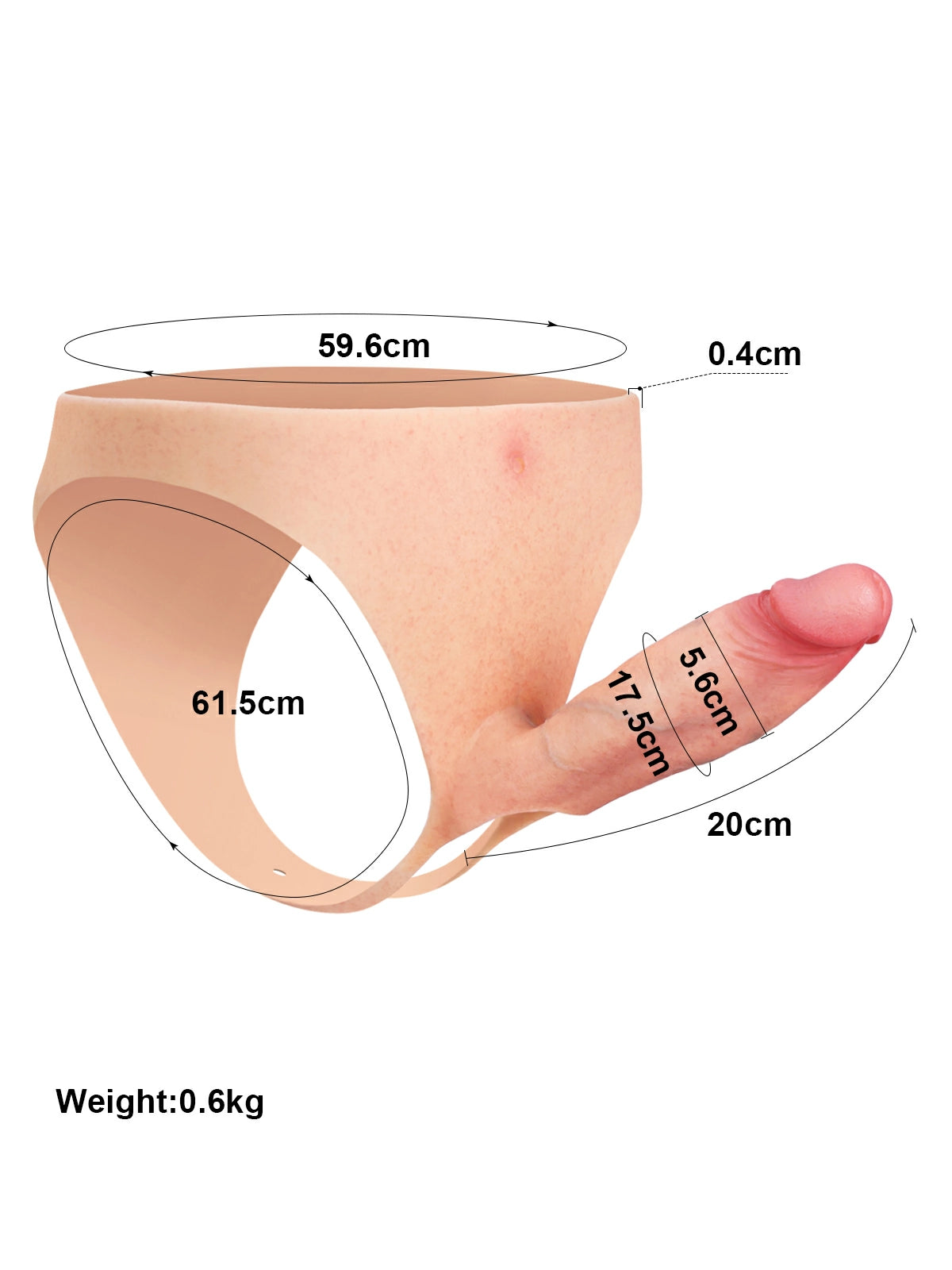 Daenerys | 7.9" x 2.2" Firm Hollow Strap-On with Raised Underside & Adjustable Strap