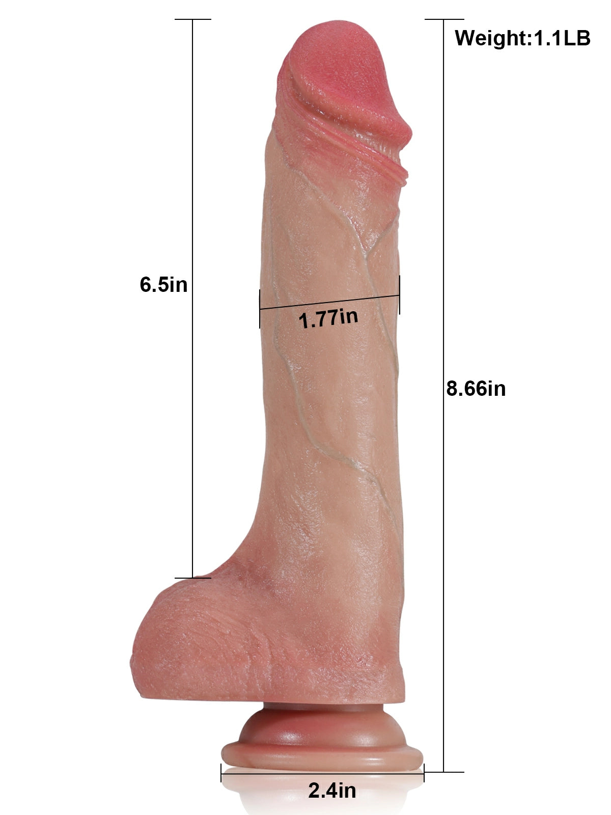 Damien | 8.6" x 1.8" Thrusting Vibrating Realistic Silicone Dildo with Sliding Skin
