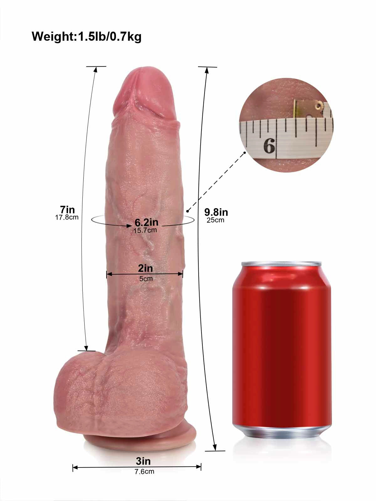 Dante | 9.8" x 2" Heated Thrusting Vibrating Uncut Realistic Silicone Dildo with Remote