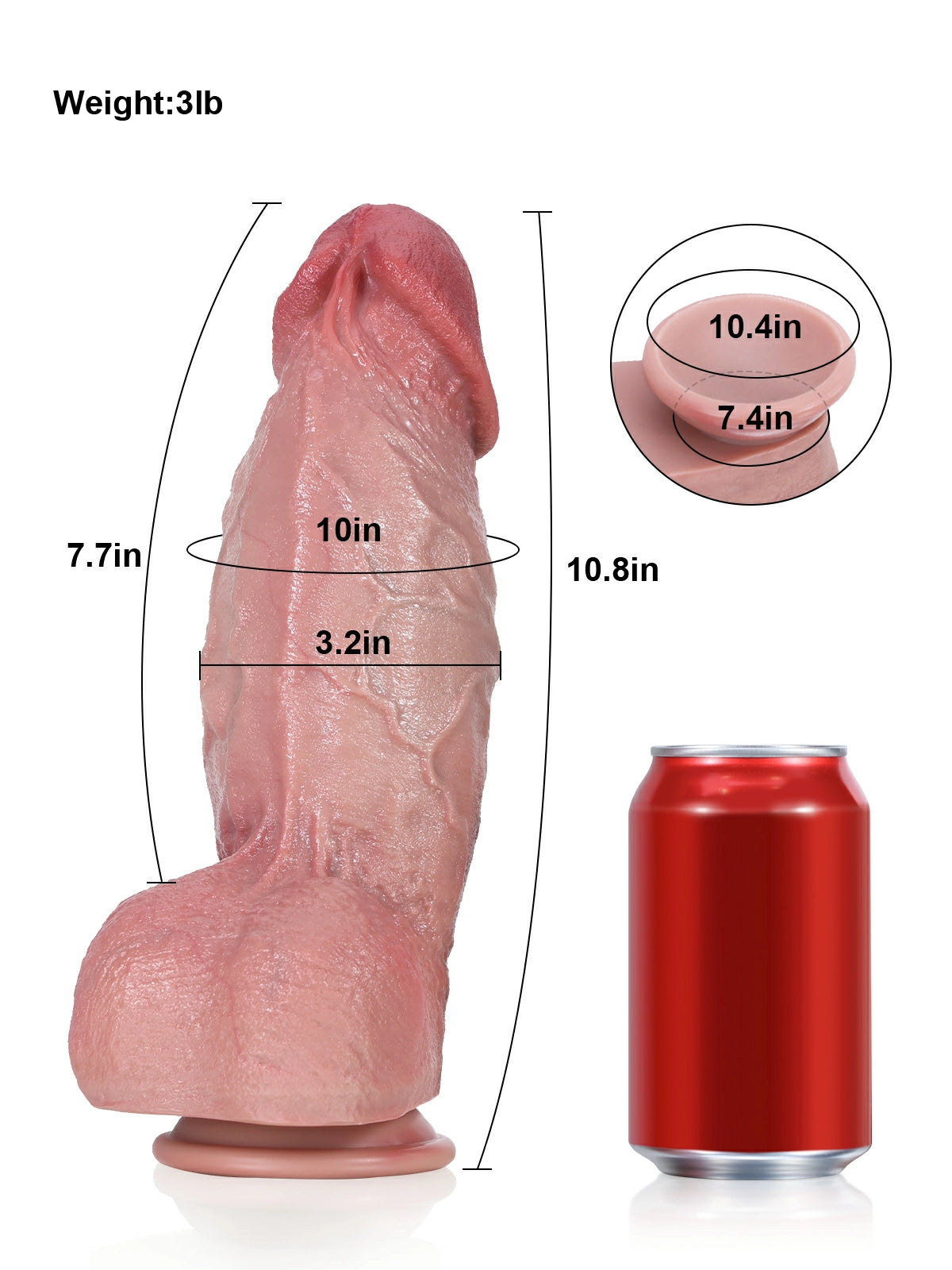 Diego | 10.8" x 3.2" Hefty Veined Realistic Silicone Dildo with Suction Base