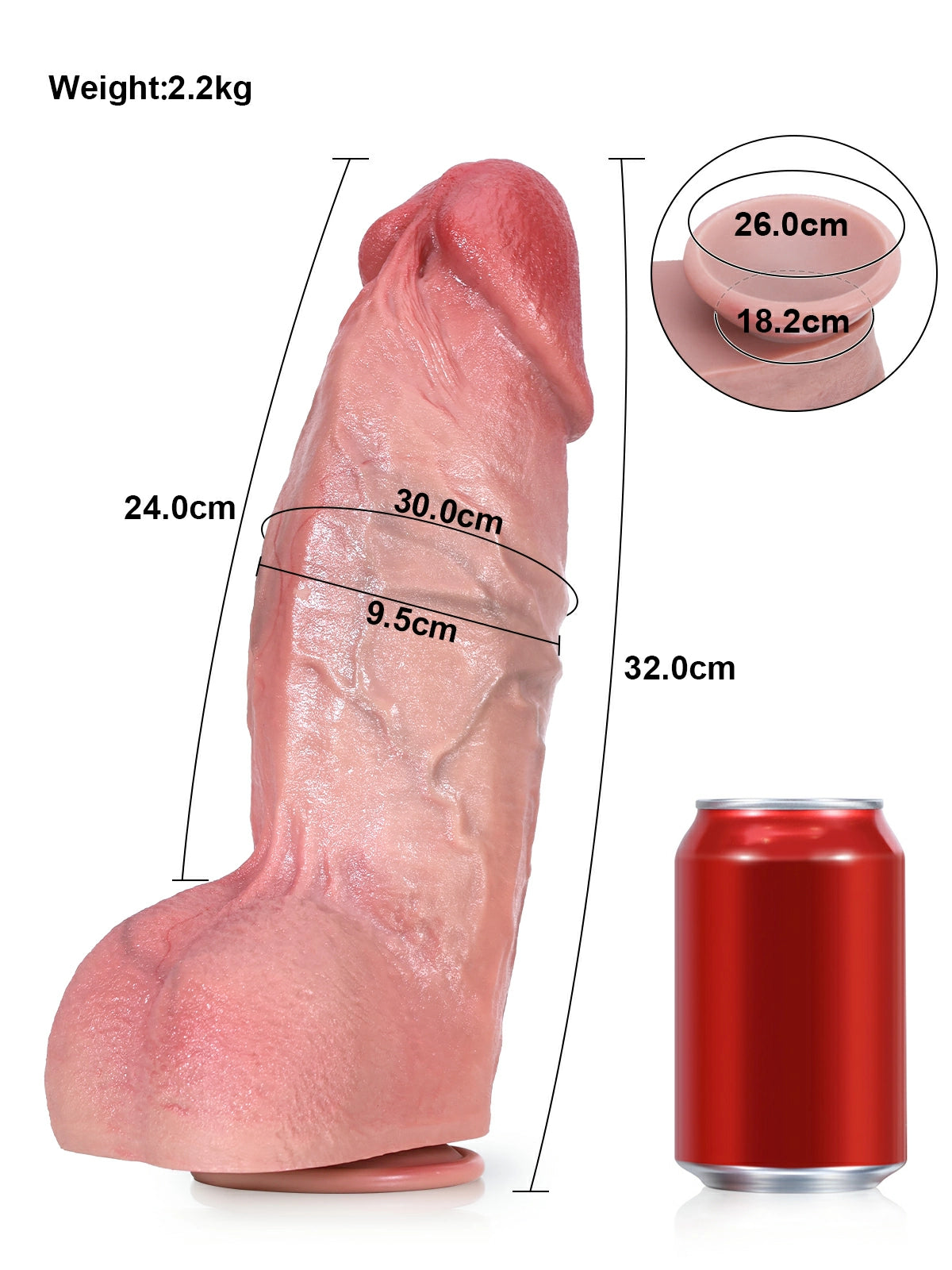 Diego 12.6" x 3.7" Thick Dual-Density Silicone Giant Dildo