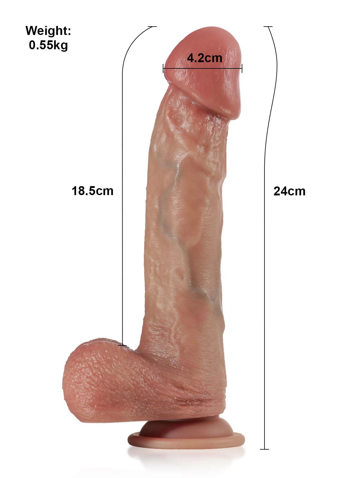 Fabian 9.4" x 1.7" Warm Tan Heated Thrusting Silicone Dildo with Bullet-Shaped Head