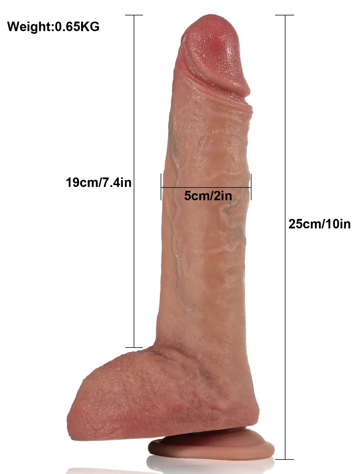 Frankie 10" x 2" Straight-Shafted Heated Thrusting Tan Silicone Dildo with 9 Modes