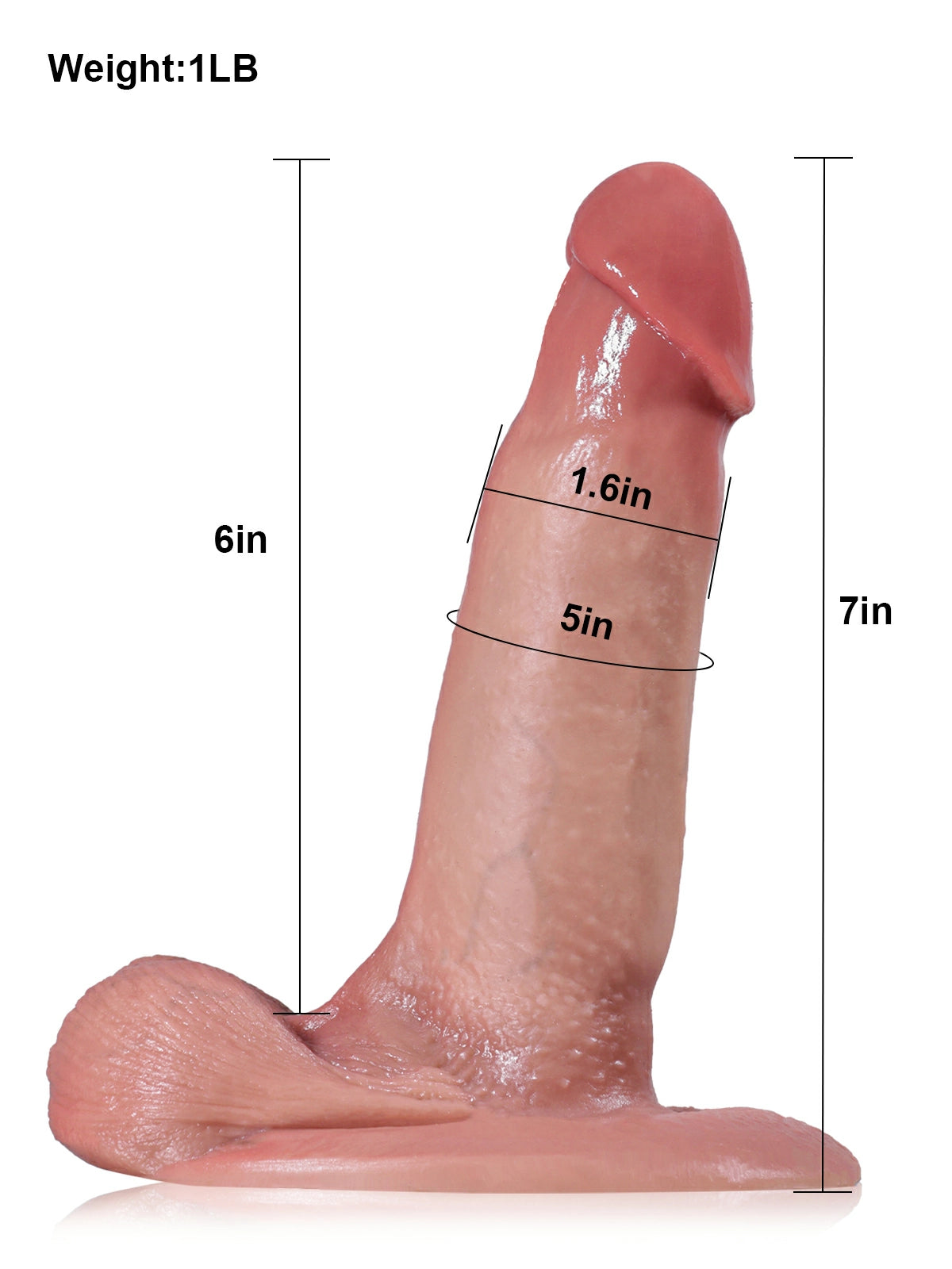 Loki 7" x 1.6" Beginner-Friendly Tan Silicone Dildo with Gliding Skin and Flared Head