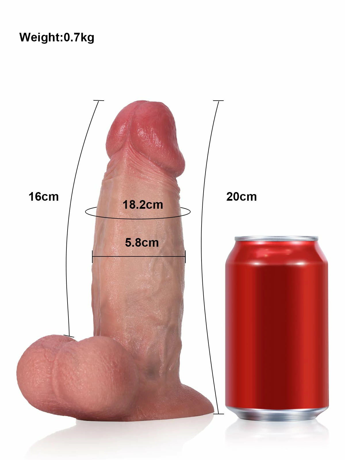 Greg 8" x 2.3" Realistic Silicone Dildo with Deep Coronal Groove, Vac-U-Lock Compatible