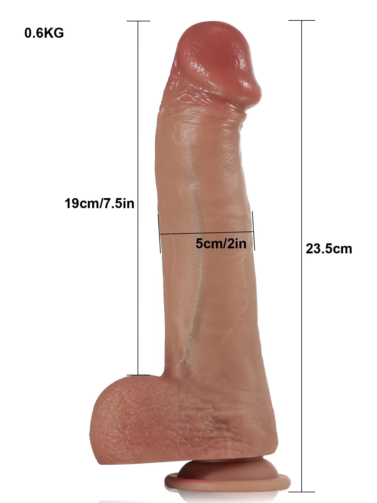 Günther 9.3" x 2" Heated Thrusting Tan Silicone Dildo with Cobra Strike Head & 9 Modes