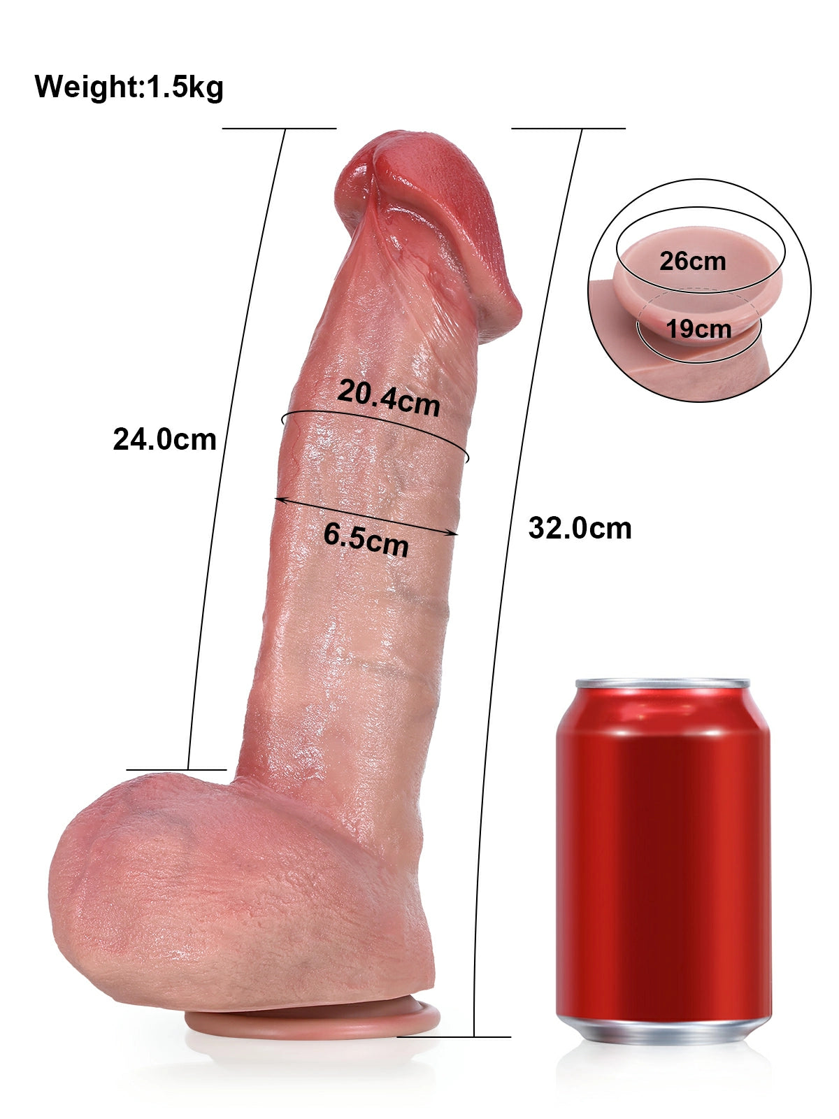 Jack 12.6" x 2.6" Realistic Silicone Dildo with Mushroom Head and Bendable Metal Core