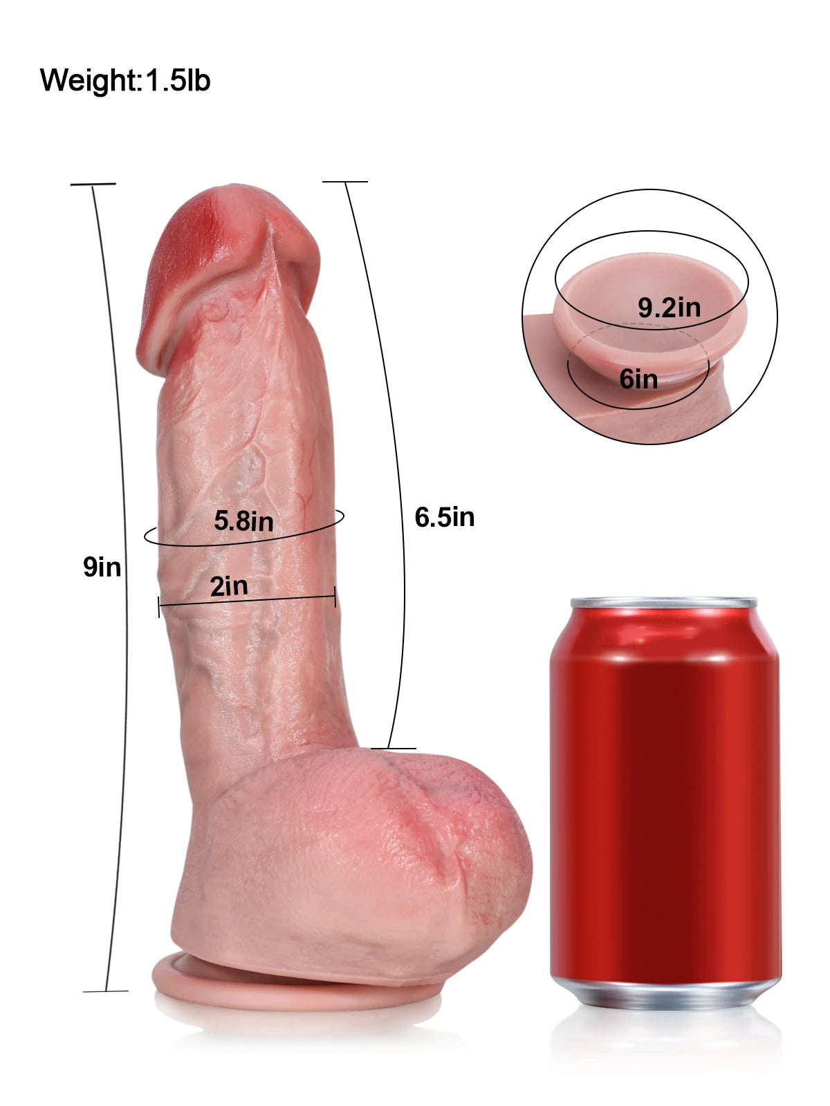 Jack | 9" x 2" Realistic Silicone Dildo with Broad Mushroom Head & Full Balls