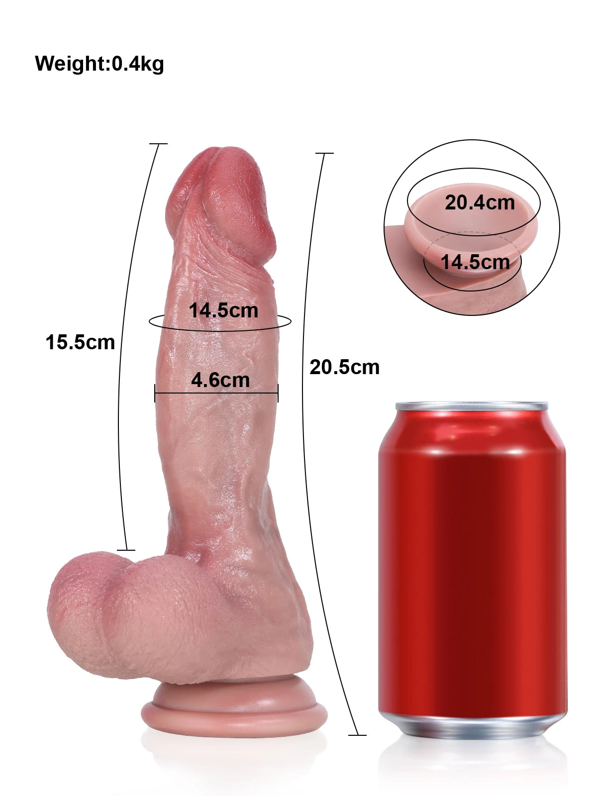 Jason 8" x 1.8" Realistic Silicone Dildo with Urethral Ridge and Full Round Balls