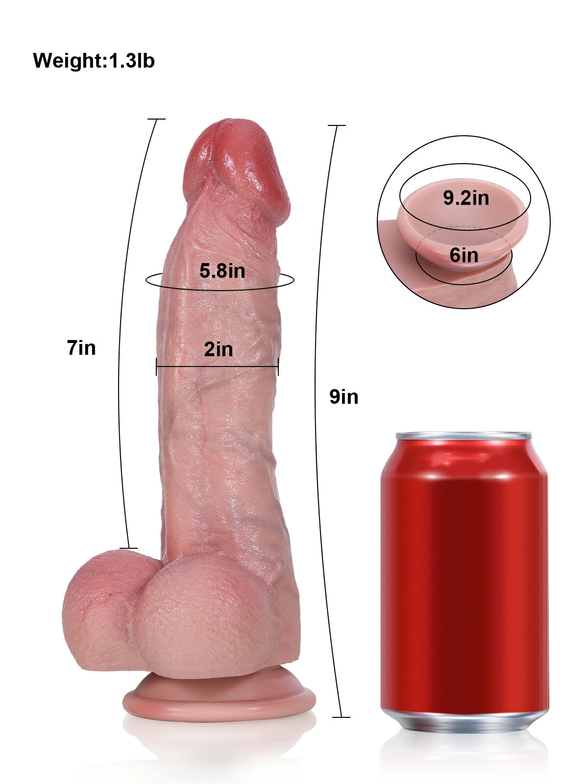 Jason | 9" x 2" Realistic Silicone Dildo with Veined Shaft, Coronal Ridge & Full Balls