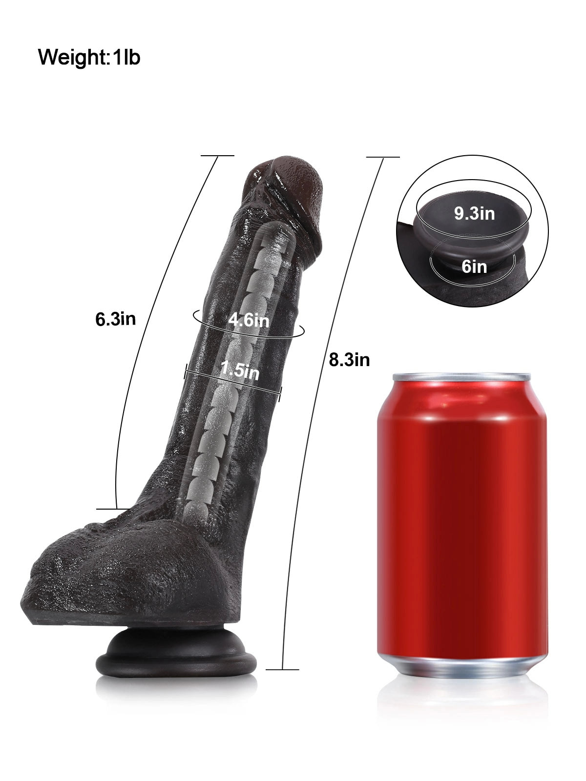 Jodie 8.3" x 1.5" Striking Black Silicone Dildo with Bendable Metal Core