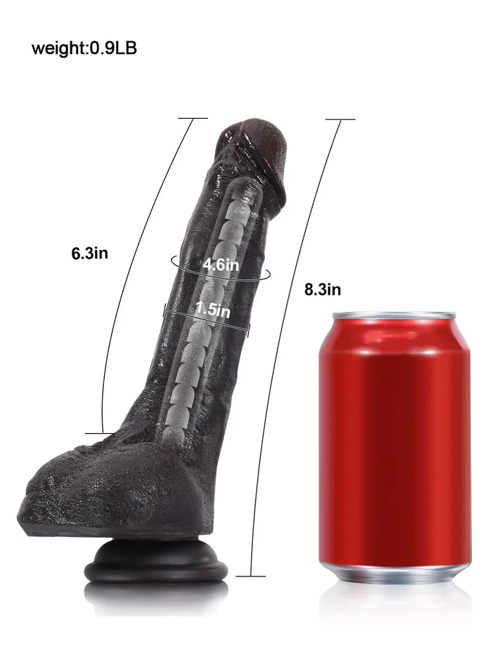 Jodie 8.3" x 1.5" Striking Black Silicone Dildo with Bendable Metal Core