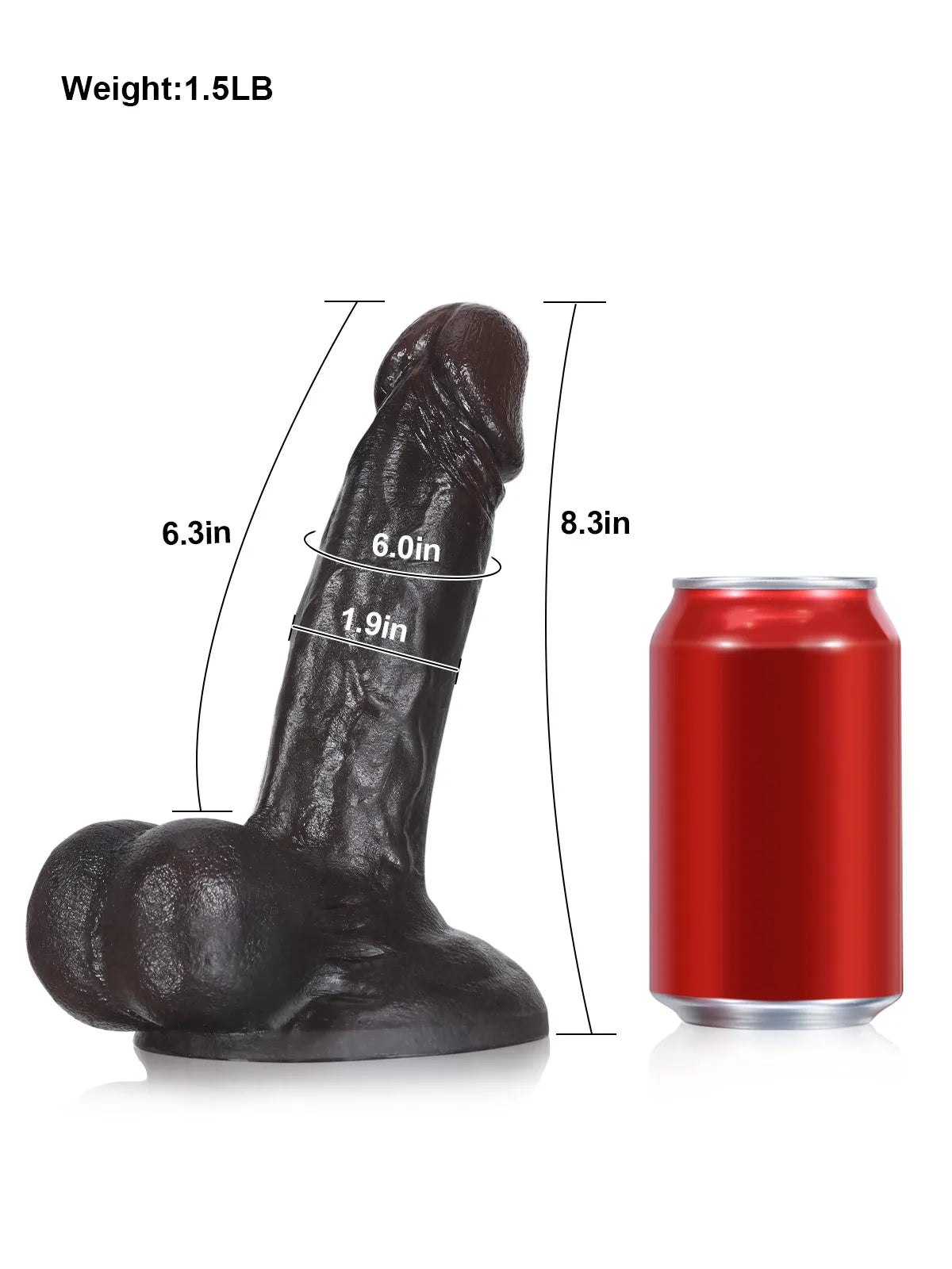 John 8.3" x 1.9" Realistic Black Silicone Dildo with Large Suction Base