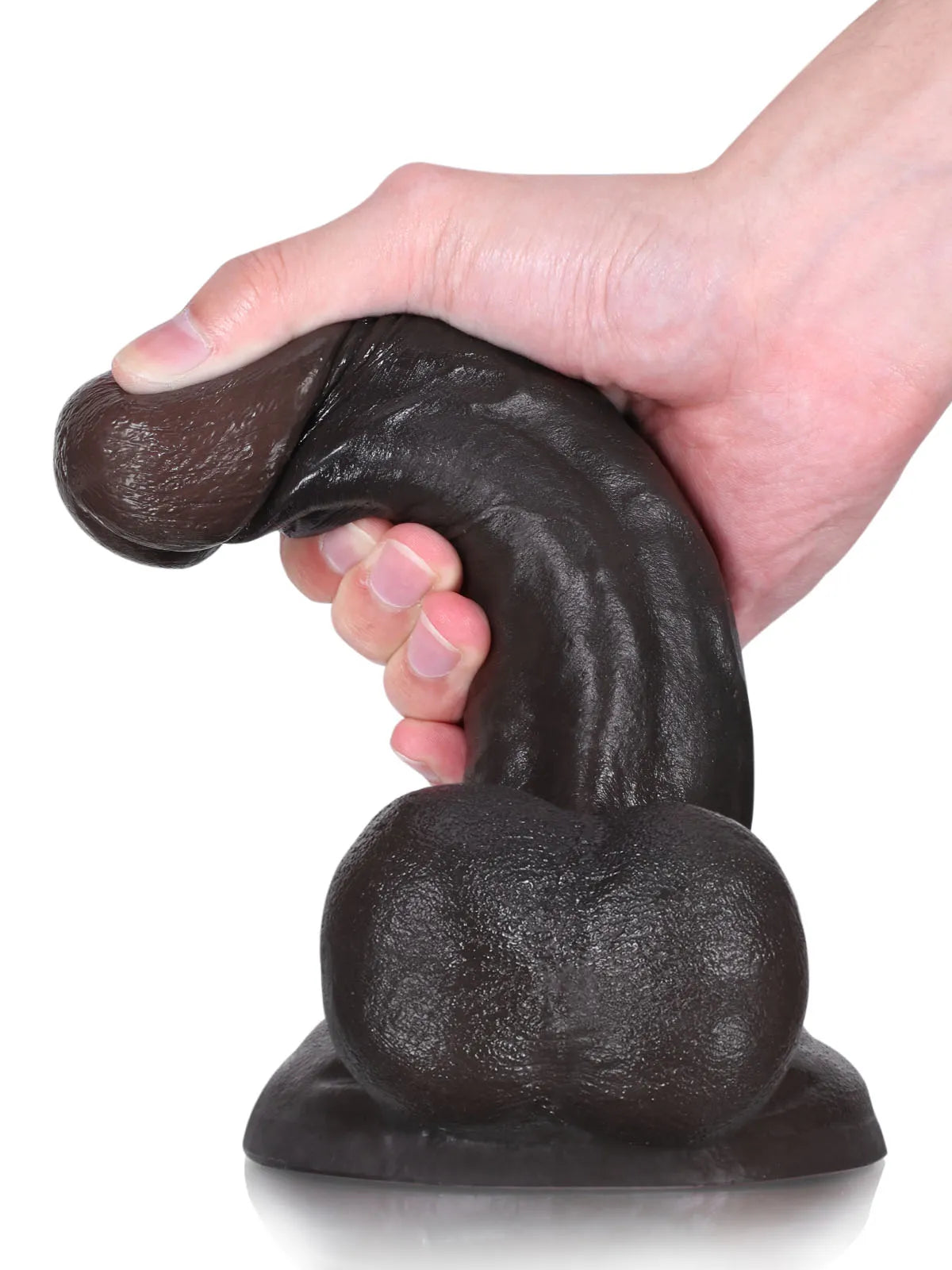 John 8.3" x 1.9" Realistic Black Silicone Dildo with Large Suction Base