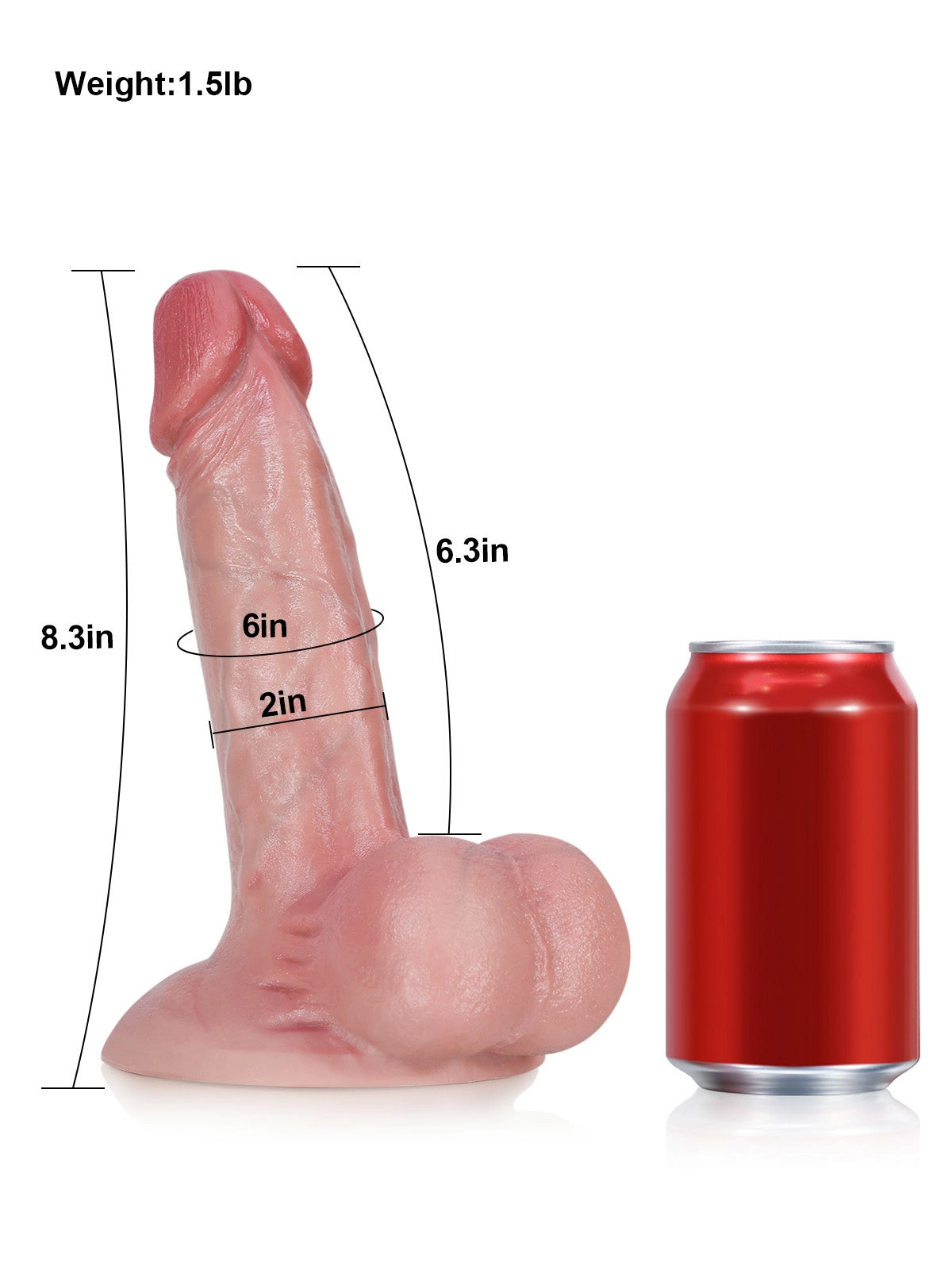 John 8.3" x 2" Realistic Silicone Dildo with Larger Balls and Dual-Density Build